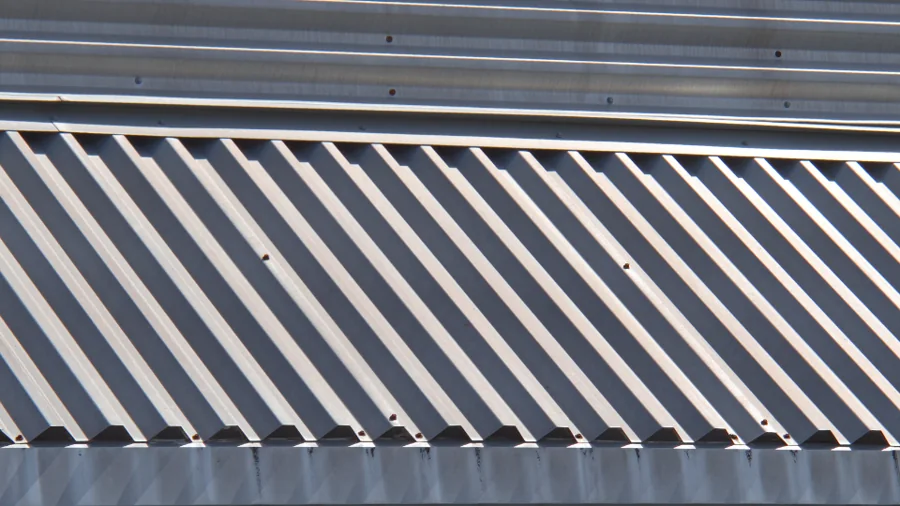 Detail of a ribbed metal roof panel